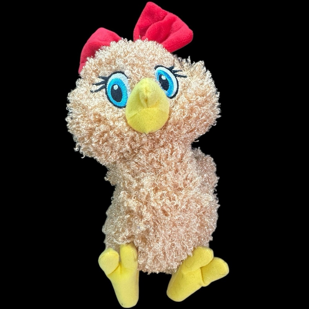 Fiesta Chicken Plush Mrs Frizzle Brown Curly Stuffed‎ Animal Toy Red Bow
